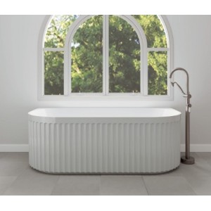 Eleanor Fluted Gloss White Back-to-wall style Acrylic Bath 1500